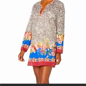 Johnny Was Oksana Animal Cover up with Floral Printed Trim - CSW9020-F